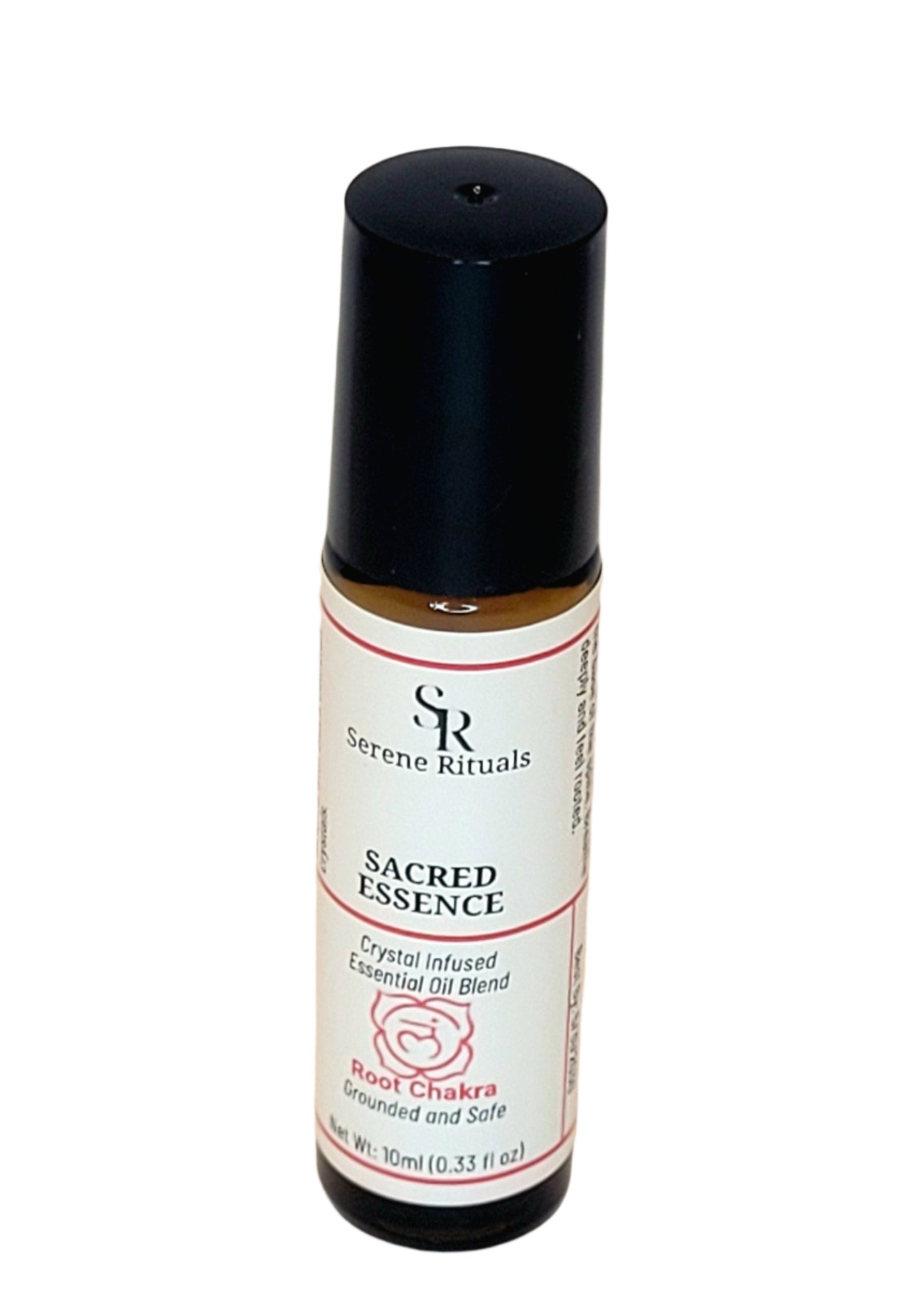 Serene Rituals 'Sacred Essence' essential oil blend on a beige background