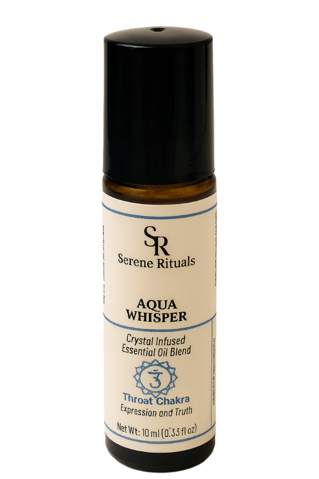 Serene Rituals Aqua Whisper essential oil blend bottle on a beige background