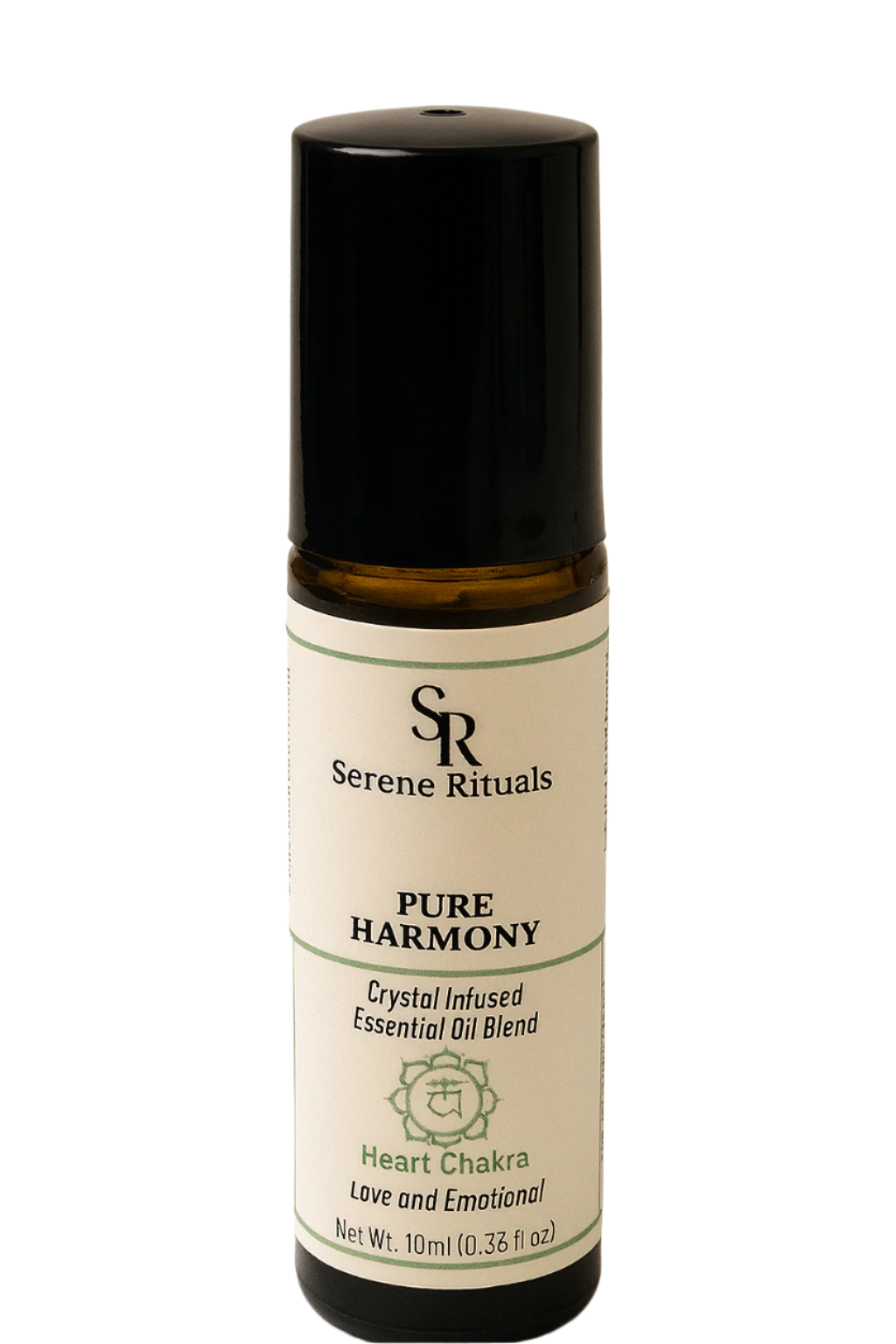 Serene Rituals Pure Harmony essential oil blend bottle on a beige background