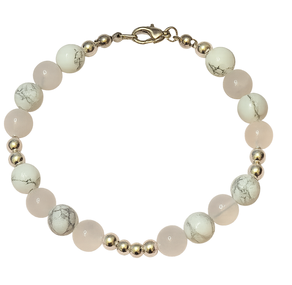 erenity Glow Bracelet with Howlite and Selenite  beads on a white background