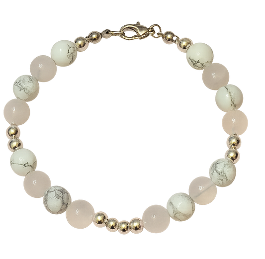 erenity Glow Bracelet with Howlite and Selenite  beads on a white background